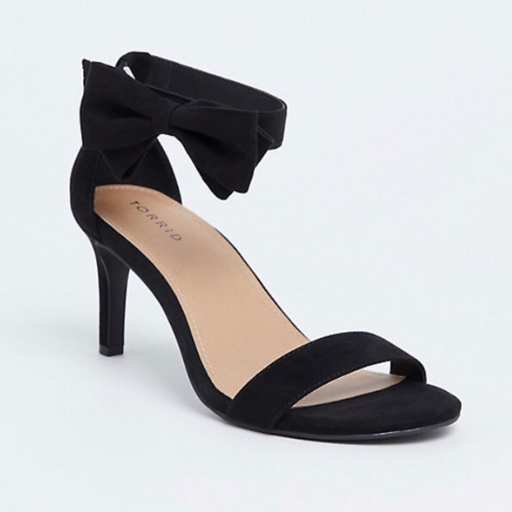 Torrid black suede ankle bow heel wide
